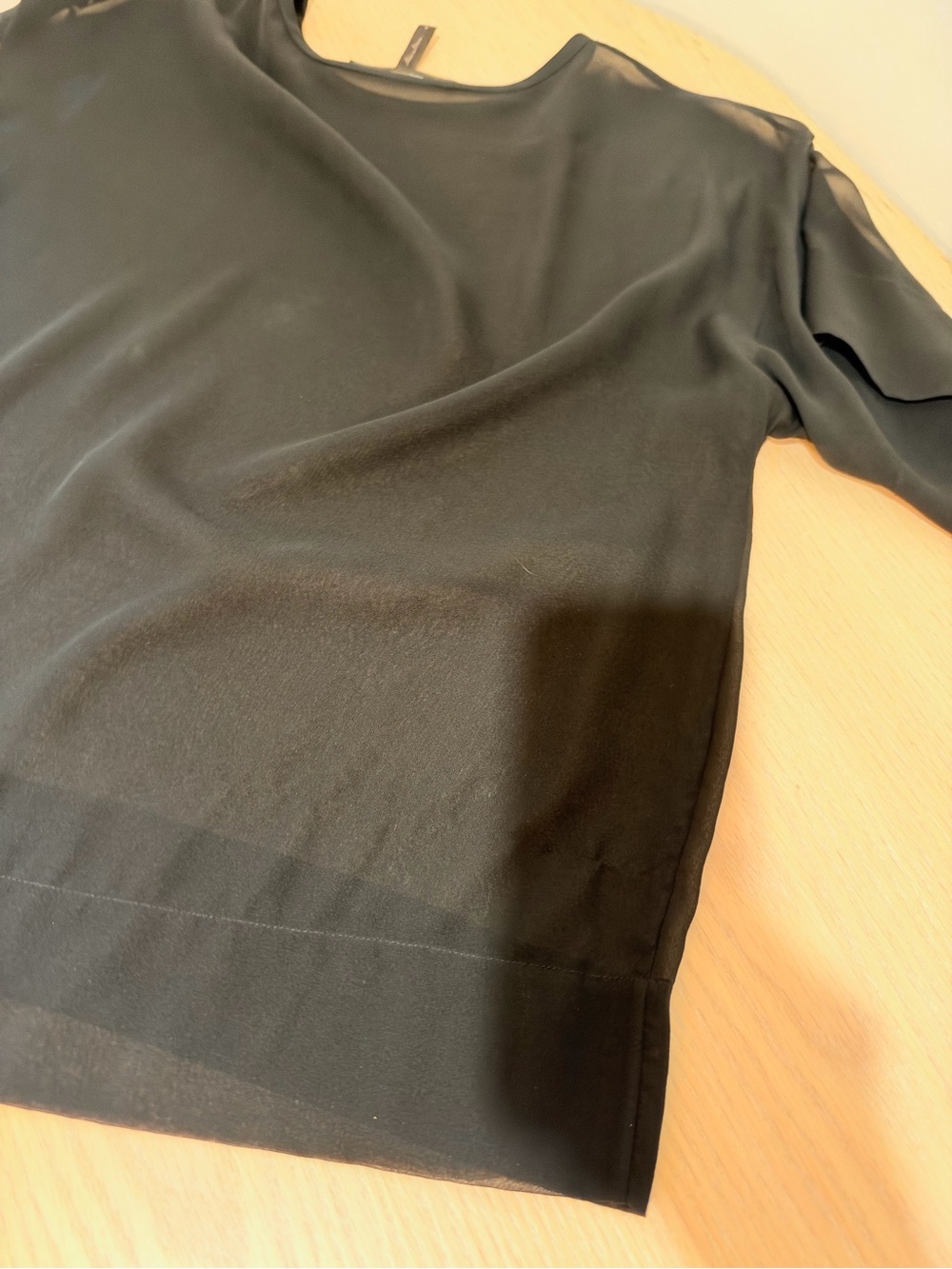 BCBGMaxAzria Sheer Black Short-Sleeve Blouse - Picture 10 of 11